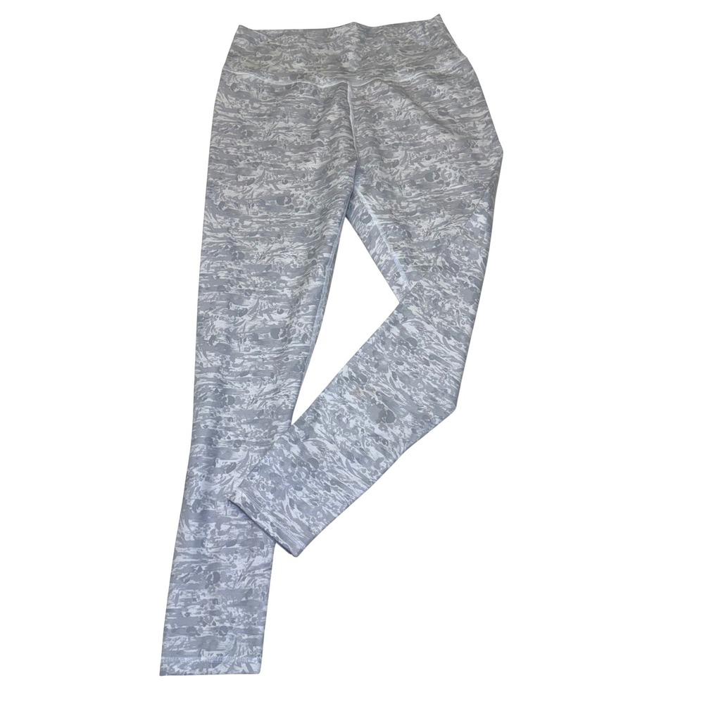 Prana Womens XL High Waisted Leggings Grey White Abstract Print Yoga Pants